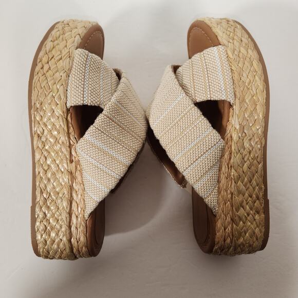 UNIVERSAL THREAD Espadrille Sandal Womens 6.5 Tan Striped Platform Textured Boho - Picture 8 of 10